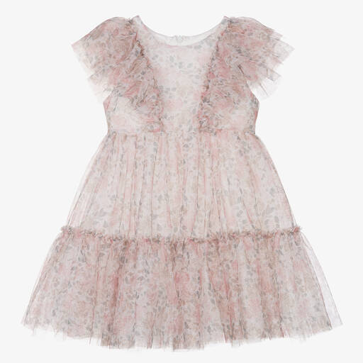 Balloon Chic-Girls Pink Floral Tulle Sparkle Dress | Childrensalon Outlet