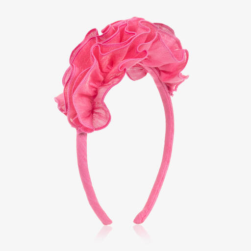 Balloon Chic-طوق للشعر بكشكش مزيج كتان لون زهري | Childrensalon Outlet