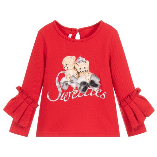 Balloon Chic-Girls Red Cotton Top | Childrensalon Outlet