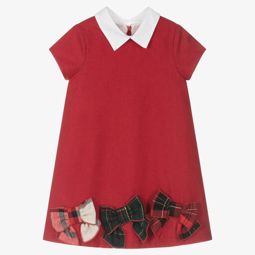 Balloon Chic-Rotes Kleid mit Schottenkaro-Schleifen für Mädchen | Childrensalon Outlet