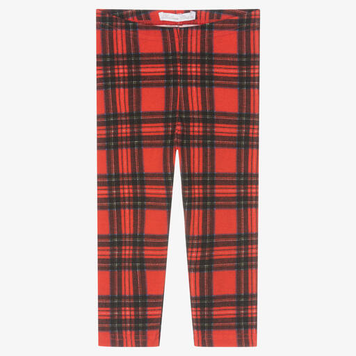 Balloon Chic-Girls Red Tartan Cotton Leggings | Childrensalon Outlet