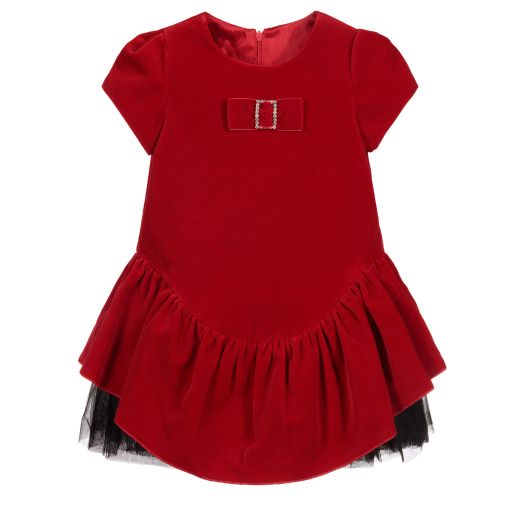 Balloon Chic-Girls Red Velvet Dress | Childrensalon Outlet
