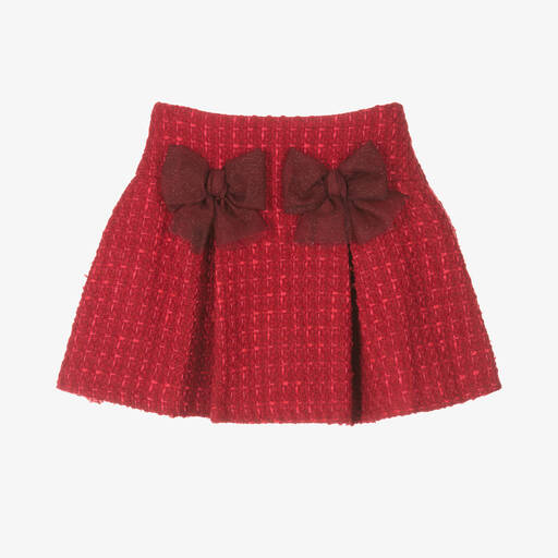 Balloon Chic-Roter Rock aus Tweedwolle mit Schleife für Mädchen | Childrensalon Outlet