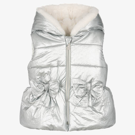 Balloon Chic-Girls Silver Padded Gilet | Childrensalon Outlet