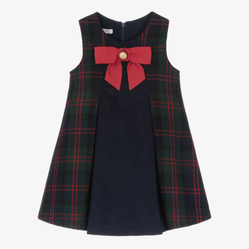 Balloon Chic-Girls Sleeveless Tartan Dress with Bow | Childrensalon Outlet