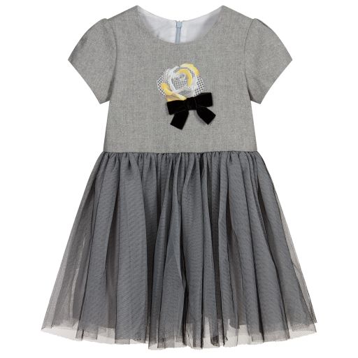 Balloon Chic-Girls Sparkly Grey Tulle Dress | Childrensalon Outlet