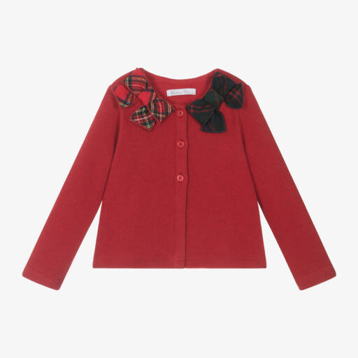 Balloon Chic-Girls Tartan Bow Knit Cardigan | Childrensalon Outlet