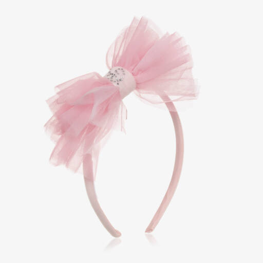 Balloon Chic-Girls Tulle Bow Headband in Pink | Childrensalon Outlet