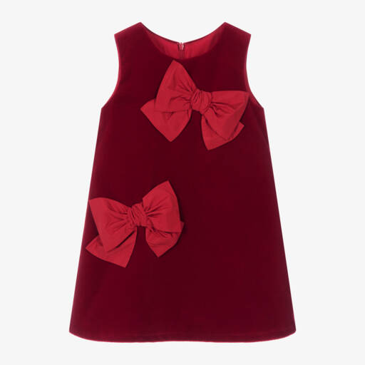 Balloon Chic-Girls Velvet Dress with Bows | Childrensalon Outlet