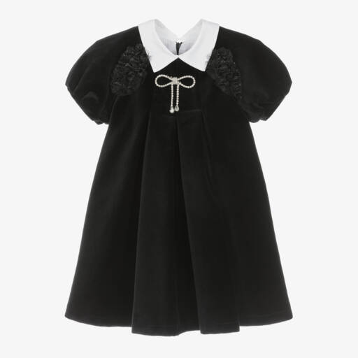 Balloon Chic-فستان بفيونكة ديامونتي مخمل لون أسود | Childrensalon Outlet