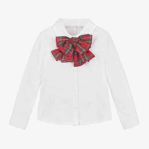Balloon Chic-Girls White Blouse with Bow | Childrensalon Outlet