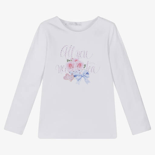 Balloon Chic-Girls White Cotton Jersey Top | Childrensalon Outlet