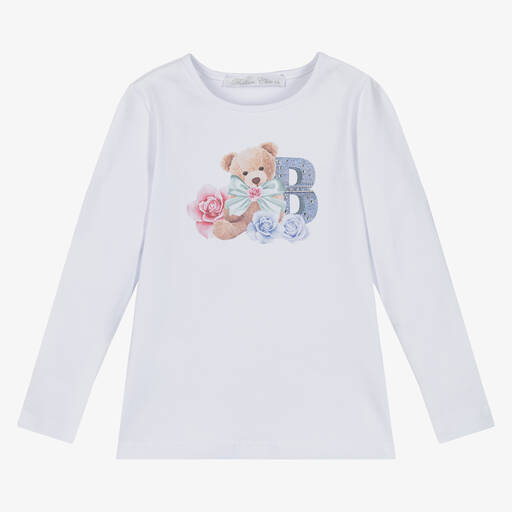 Balloon Chic-Girls White Cotton Logo T-Shirt | Childrensalon Outlet