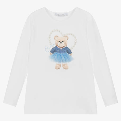 Balloon Chic-Haut blanc en coton nounours fille | Childrensalon Outlet