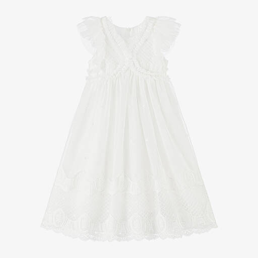Balloon Chic-Girls White Tulle & Lace Dress | Childrensalon Outlet