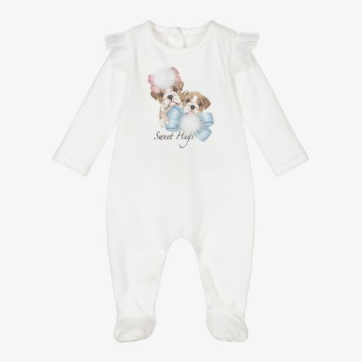 Balloon Chic-بيبي غرو قطن قطيفة لون أبيض للمولودات | Childrensalon Outlet