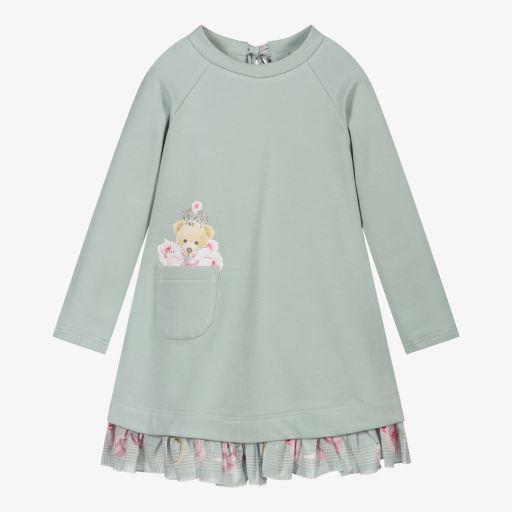 Balloon Chic-Green Cotton Jersey Dress | Childrensalon Outlet