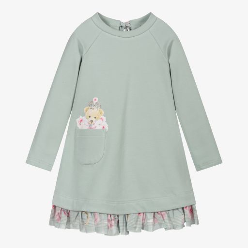 Balloon Chic-Robe verte en jersey de coton | Childrensalon Outlet