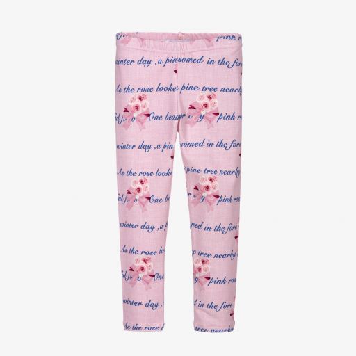 Balloon Chic-Rosa Baumwoll-Leggings mit Blumen | Childrensalon Outlet