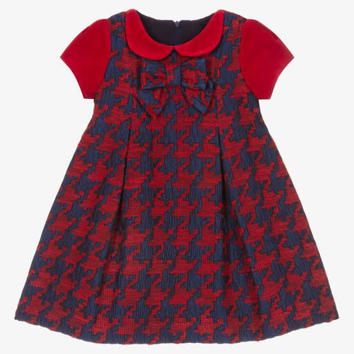 Balloon Chic-Red & Blue Jacquard Dress | Childrensalon Outlet
