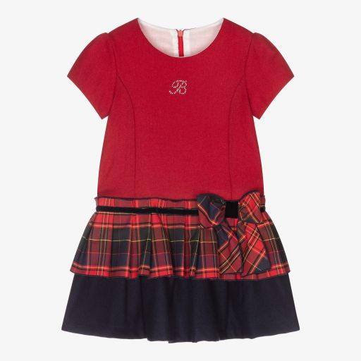 Balloon Chic-Red & Blue Tartan Trim Dress | Childrensalon Outlet