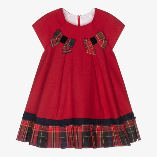 Balloon Chic-Red & Blue Tartan Trim Dress | Childrensalon Outlet