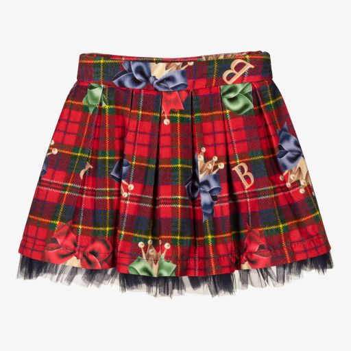 Balloon Chic-Red Tartan Corduroy Skirt | Childrensalon Outlet