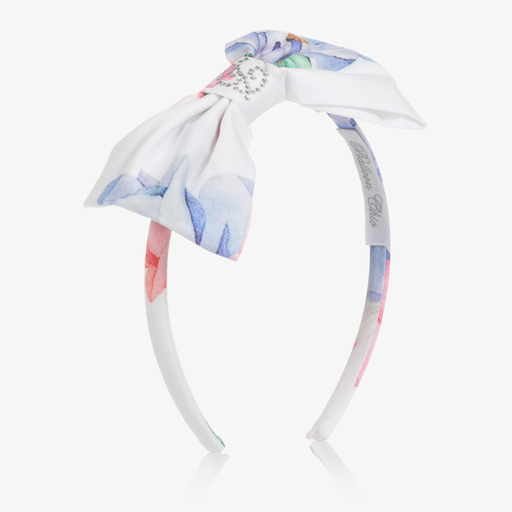 Balloon Chic-White Floral Bow Hairband | Childrensalon Outlet