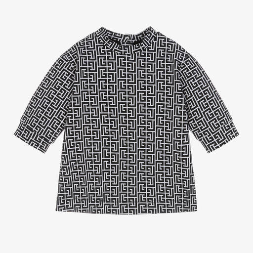 Balmain-Baby Girls Black Logo Dress | Childrensalon Outlet