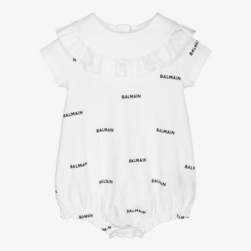 Balmain-Baby Girls White Logo Shortie | Childrensalon Outlet