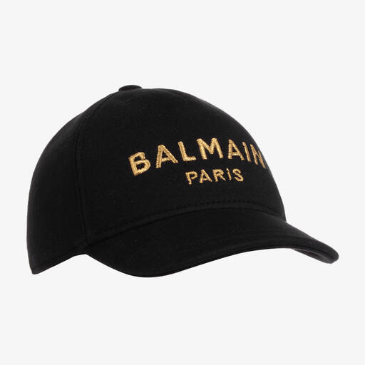 Balmain-Black Cotton Logo Cap | Childrensalon Outlet