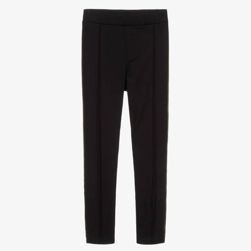 Balmain-Черные легинсы с золотистым логотипом | Childrensalon Outlet