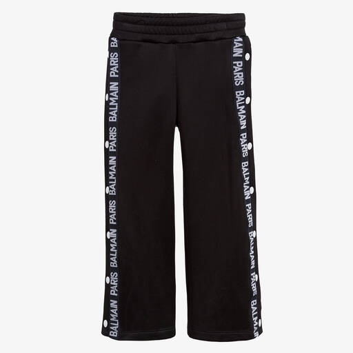 Balmain-Black Logo Jersey Trousers | Childrensalon Outlet