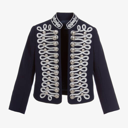 Balmain-جاكيت ستايل عسكري قطن لون كحلي | Childrensalon Outlet