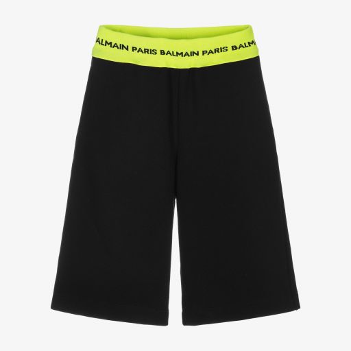 Balmain-Boys Black Cotton Logo Shorts | Childrensalon Outlet