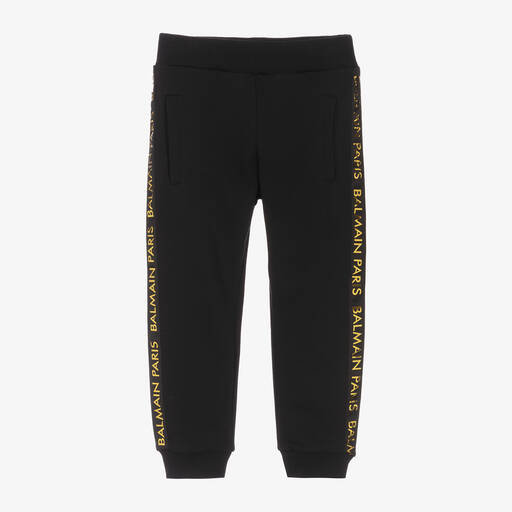 Balmain-جوغرز قطن لون أسود وذهبي للأولاد | Childrensalon Outlet
