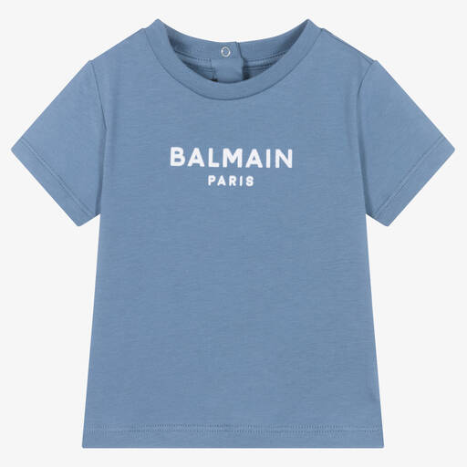 Balmain-T-shirt bleu en coton pour garçon | Childrensalon Outlet