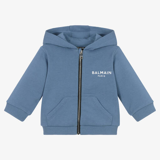 Balmain-Haut bleu zippé en coton pour garçon | Childrensalon Outlet