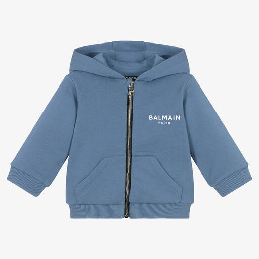 Balmain-Boys Blue Cotton Zip-Up Top | Childrensalon Outlet