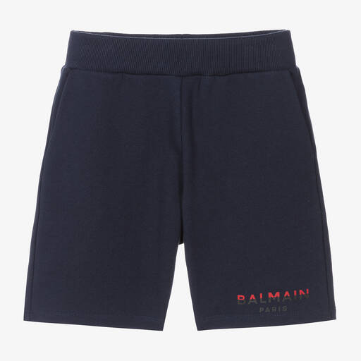 Balmain-Boys Navy Blue Cotton Jersey Shorts | Childrensalon Outlet