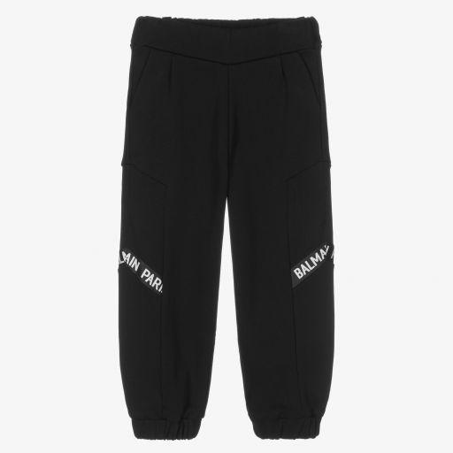 Balmain-Girls Black Cotton Joggers | Childrensalon Outlet