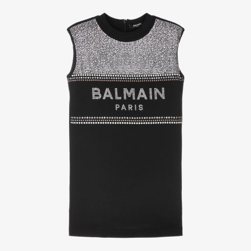 Balmain-فستان قطن لون أسود  | Childrensalon Outlet