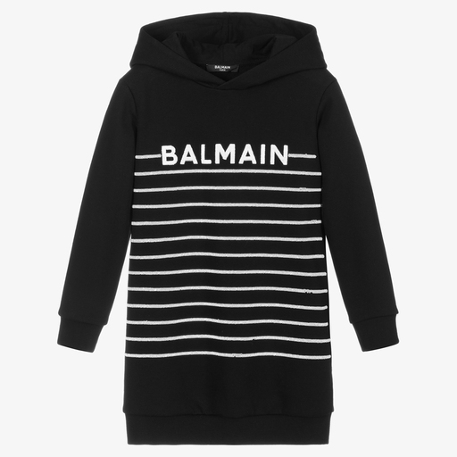 Balmain-Черное платье с капюшоном для девочек | Childrensalon Outlet