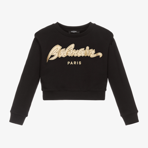 Balmain-Girls Black Logo Sweatshirt | Childrensalon Outlet