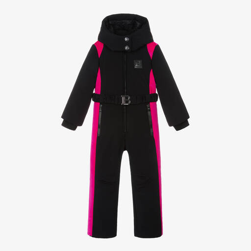 Balmain-Черно-розовый зимний комбинезон для девочек | Childrensalon Outlet