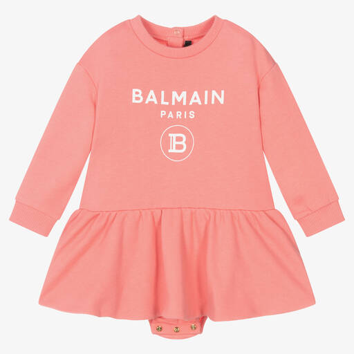 Balmain-Girls Pink Sweatshirt Dress  | Childrensalon Outlet