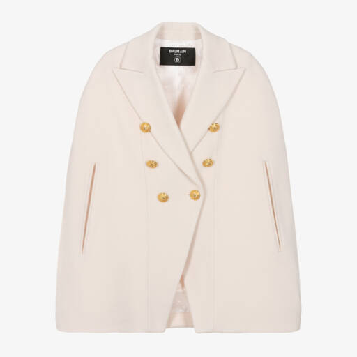 Balmain-كيب كشمير وصوف لون عاجي للبنات | Childrensalon Outlet