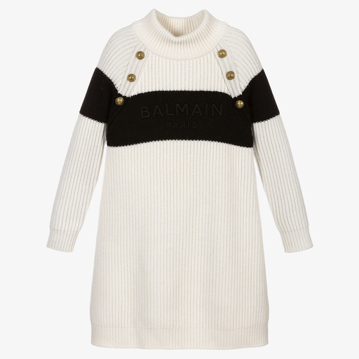 Balmain-Ivory Wool Sweater Dress | Childrensalon Outlet