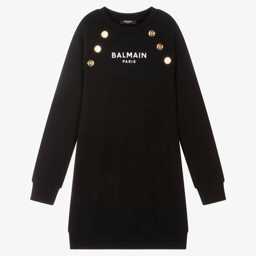 Balmain-فستان تينز قطن لون أسود | Childrensalon Outlet
