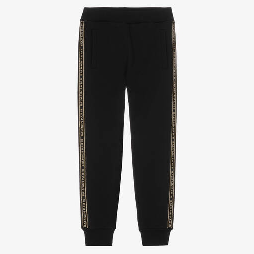 Balmain-Teen Black & Gold Cotton Joggers | Childrensalon Outlet